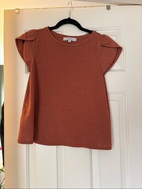 LOFT Rust Orange Flutter Sleeve Tee